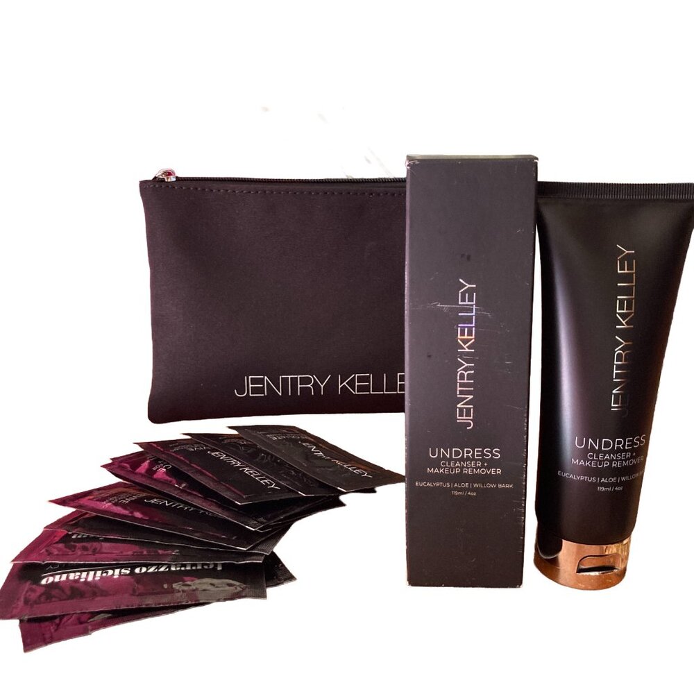 Jentry Kelley Beauty Bundle – Undress Makeup Remover, 13 Samples + Signature Bag